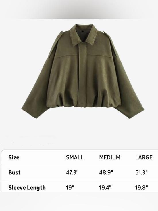 Anthropologie Olive Faux Suede Oversized Bomber Jacket - Picture 5 of 5